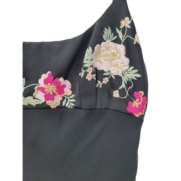 Black Floral Dress Vintage 1995 Scarf Sheer Black Market Unite Tag - Picture 4 of 6